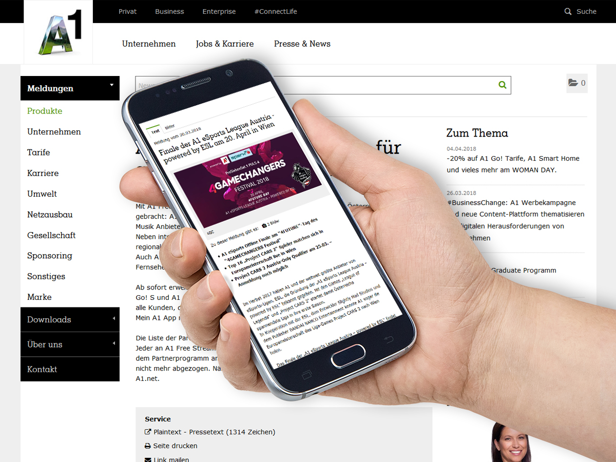 A1 entscheidet sich für die Newsroom Technologie von PResstige